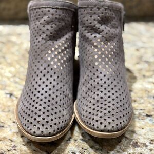 Perforated Gray Ankle Boots